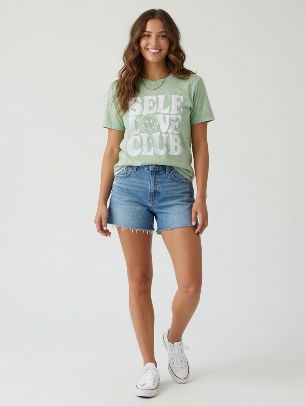Self love club tee green garment dye top by like love